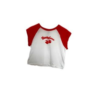 H&M White & Red Graphic “Berry Love” Crop Tee